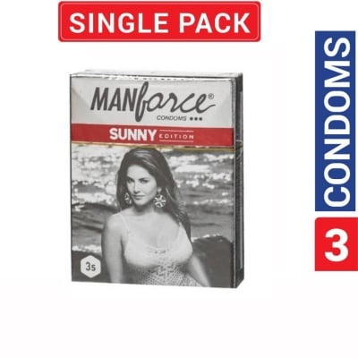 Picture of Manforce - Ribbed & Dotted Sunny Edition Condoms - Single Pack - 3X1=3Pcs Condom-Transparent