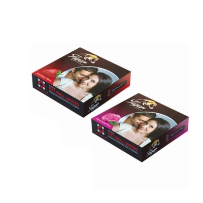 Picture of Tiger Condom Mix - 1 Pack Rose & 1 Pack Strawberry Flavored - 3X2=6 Pcs-Multicolor
