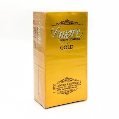 Picture of Amore Luxury Gold Condom (3’S X 6) 18 Pieces (1 Full Box)-Gold