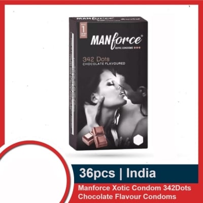 Picture of Manforce Xotic Condom 342 Dots Chocolate Flavour Condoms Full Box - 3X12=36Pcs-Neutral