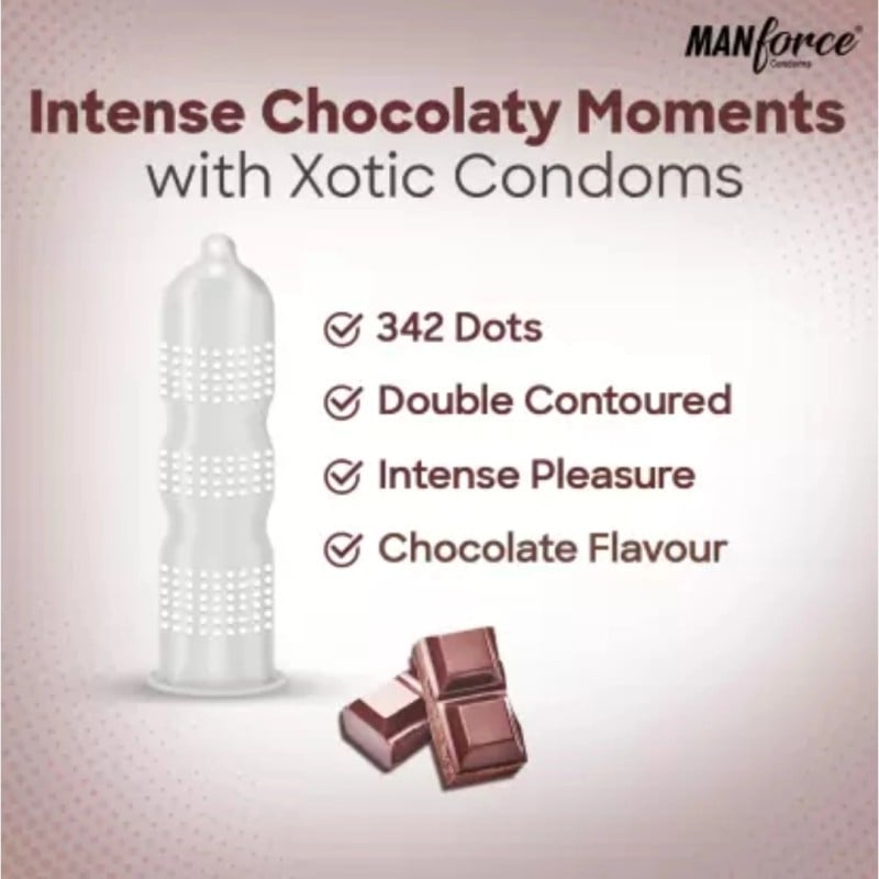 Picture of Manforce Xotic Condom 342 Dots Chocolate Flavour Condoms Full Box - 3X12=36Pcs-Neutral
