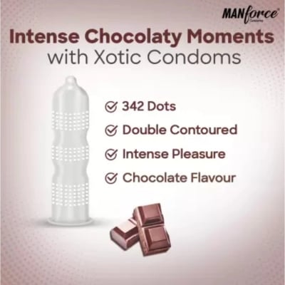 Picture of Manforce Xotic Condom 342 Dots Chocolate Flavour Condoms Full Box - 3X12=36Pcs-Neutral