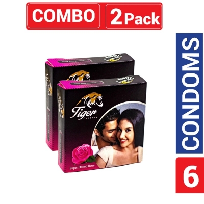 Picture of Tiger - Dotted Condoms Rose Flavour - Combo Pack-Rose