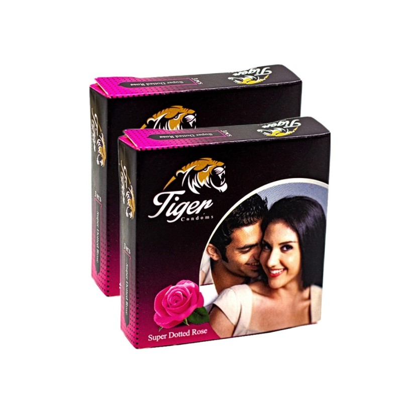 Picture of Tiger - Dotted Condoms Rose Flavour - Combo Pack-Rose