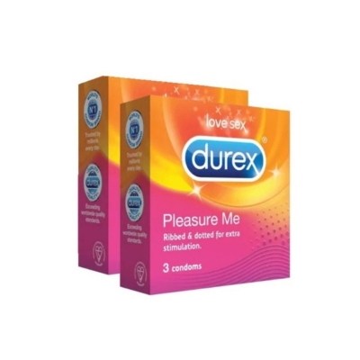 Picture of Durex - Pleasure Me Condom - Combo Pack - 2 Packs - 3X2=6 Pcs-Multicolor