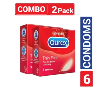 Picture of Durex - Thin Feel Condom - Combo Pack - 2 Packs - 3X2=6 Pcs-Red