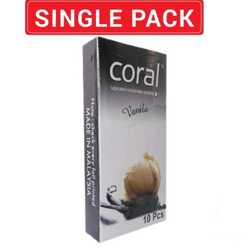 Picture of Coral- Vanilla Flavored Lubricated Condom - Single 10 Pcs Pack-Transparent