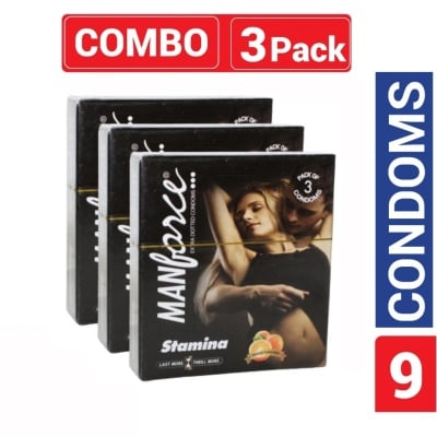 Picture of Manforce Condom - Stamina Orange Flavor Condom - Combo Pack - 3X3=9Pcs Condom - Condom-Orange