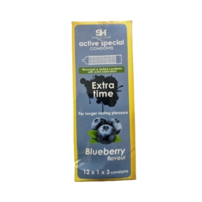 Picture of Active Condoms - Blueberry Flavor Condom - Full Box - 3X12=36Pcs Condom (Made In India)-Blueberry