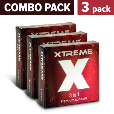 Picture of Xtreme - 3 In 1 Premium Condom - Combo Pack - 3 Packs - 3X3=9Pcs-Red