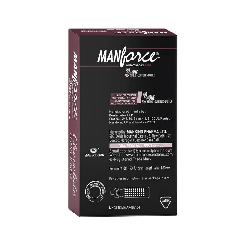 Picture of Manforce Chocolate Flavor Dotted Condom / Epic Super Thin Chocolate Flavor/ Manforce Game Condoms 10 Pcs Pack (Made In India)-Neutral