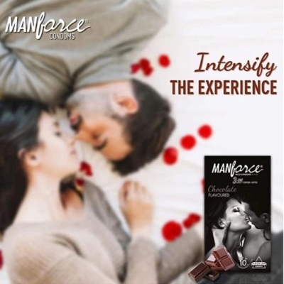 Picture of Manforce Chocolate Flavor Dotted Condom / Epic Super Thin Chocolate Flavor/ Manforce Game Condoms 10 Pcs Pack (Made In India)-Neutral