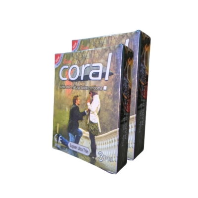 Picture of Coral Super Ultra Thin Lubricated Natural Latex Condom Combo Pack 2 Packs 3X26Pcs-Army Green