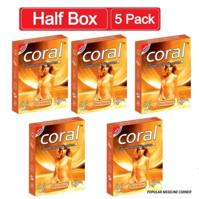 Picture of Coral 3 Fruits Flavored Girl Lubricated Natural Latex Condom Half Box - 15Pcs-Multicolor