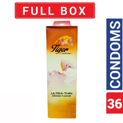 Picture of Tiger - Ultra Thin Orange Flavour Condom - Full Box - 3X12 - 36Pcs (টাইগার অরেঞ্জ কনডম)-Orange