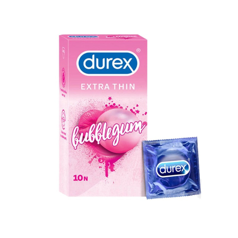 Picture of Durex Extra Thin Bubblegum Flavored Condom Large Single Pack 1X10=10 Pcs-Pink