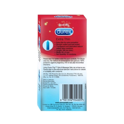 Picture of Durex - Extra Thin Condom For Extra Sensation Of Her - 10 Pcs-Transparent