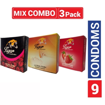 Picture of Tiger Ultra Thin Condom Mix - 9Pcs Condom-Multicolor