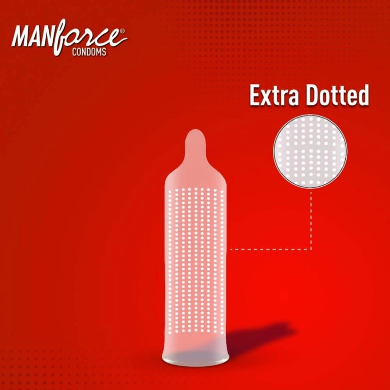 Picture of Manforce Condom 1500 Dots Litchi Flavor Condom 3Pcs Condom (Made In India)-Red