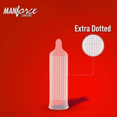 Picture of Manforce Condom 1500 Dots Litchi Flavor Condom 3Pcs Condom (Made In India)-Red