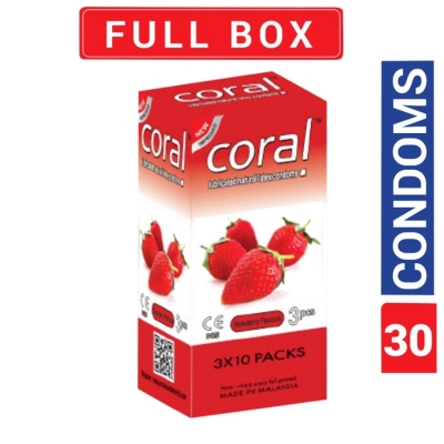 Picture of Coral - Strawberry Extra Performance Condom - Full Box - 30Pcs-Neutral