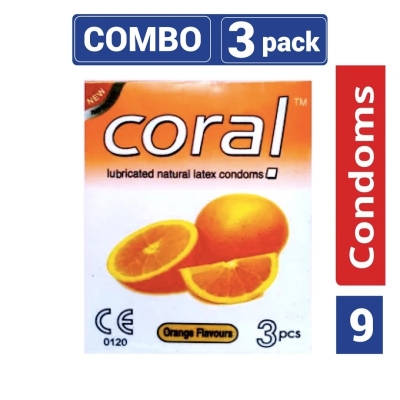Picture of Coral - Orange Natural Latex Condom - Combo Pack - 3 Packs - 9Pcs-Neutral