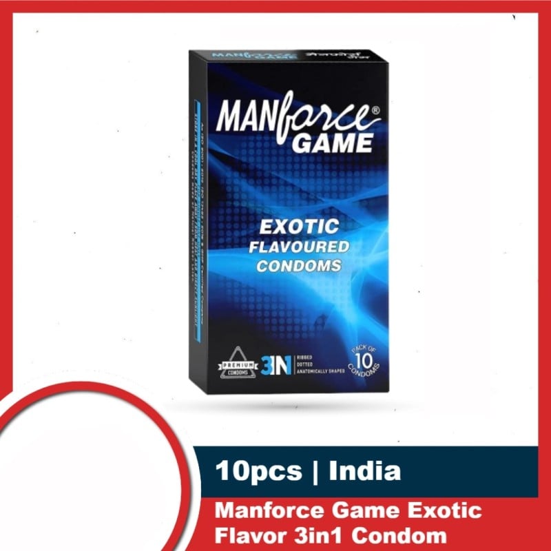 Picture of Manforce Condom - Manforce 1500 Dots Litchi Flavor Condom 10 Pcs Pack (Made In India)-Black