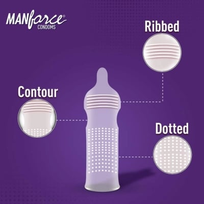 Picture of Manforce Wild Condom Black Grapes Flavored 10 Pcs Pack 3 In 1 Ribbed-Dotted-Contured Condom (Made In India)-Black