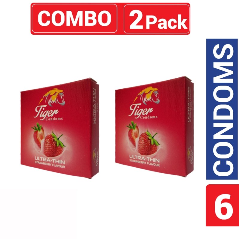 Picture of Tiger Condom -Ultra Thin Strawberry Flavour Condom-Strawberry