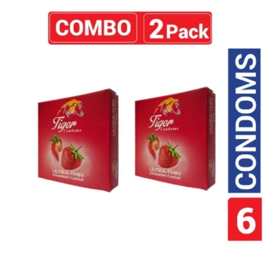 Picture of Tiger Condom -Ultra Thin Strawberry Flavour Condom-Strawberry