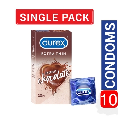 Picture of Durex - Extra Thin Intense Chocolate Flavored Condom - Large Single Pack - 10X1=10 Pcs-Chocolate