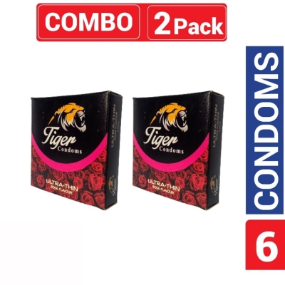 Picture of Tiger - Ultra Thin Rose Flavour Condom - Combo Pack - 2 Pack - 3X2 - 6 Pcs-Rose