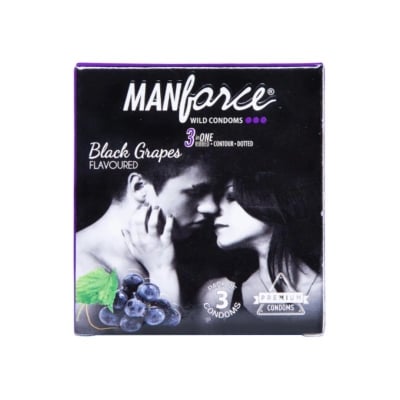 Picture of Manforce Dotted Black Grapes Flavored Condom Combo Pack - 2 Pack - 3X2=6 Pcs-Dark Blue