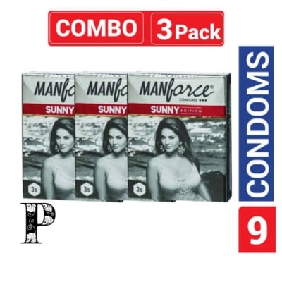 Picture of Manforce - Ribbed & Dotted Sunny Edition Condoms - Combo Pack - 3 Pack - 3X3=9Pcs - Condom-Transparent