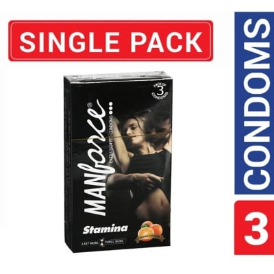 Picture of Manforce - Stamina Orange Flavored Condom - Single Pack - 3X1=3Pcs Condom-Orange