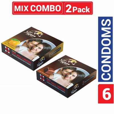 Picture of Tiger - 1 Pack Chocolate & Orange Flavored Condom-Multicolor