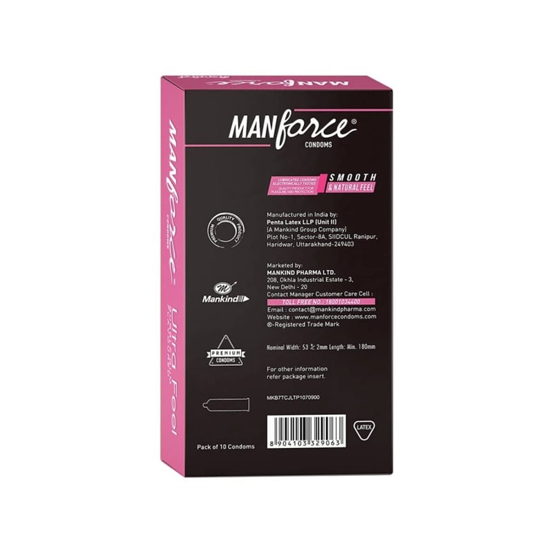 Picture of Manforce Ultra Feel Bubblegum Flavoured Condoms 10 Pcs Pack (Made In India)-Pink