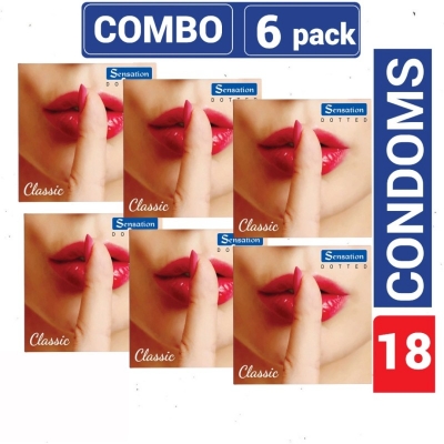 Picture of Smc Sensation Classic Dotted Condom Combo 6 Pack 6X3=18 Pieces Condom-Transparent