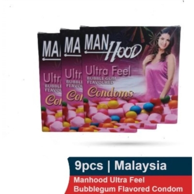 Picture of Manhood Ultra Feel Bubblegum Flavored Condom - 3 Pack Combo - 3X3=9Pcs Condom-Multicolor