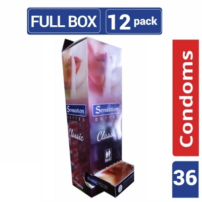 Picture of Sensation Classic Dotted Condom Full Box - 36Pcs-Multicolor