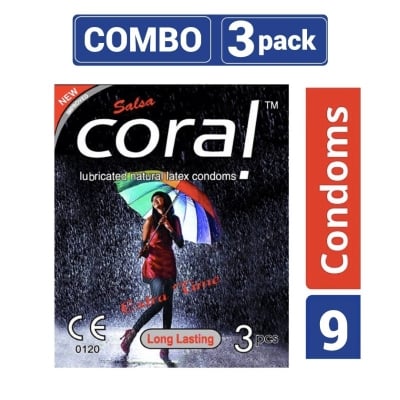 Picture of Coral Lasting Extra Time Lubricated Natural Latex Condom - 3 Packs Combo-Neutral