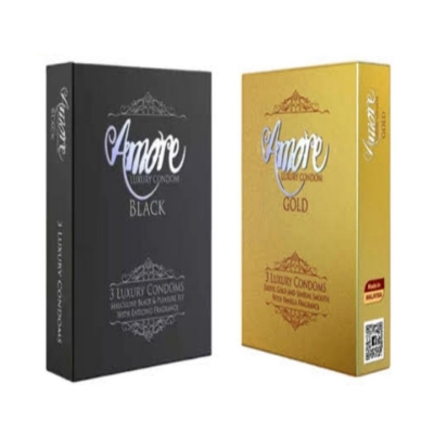 Picture of Amore Luxury Gold And Black Condom (3’S X 2) 6 Pieces (2'S Combo Pack)-Neutral