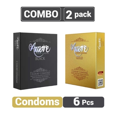 Picture of Amore Luxury Gold And Black Condom (3’S X 2) 6 Pieces (2'S Combo Pack)-Neutral
