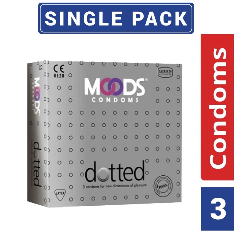 Picture of Moods Dotted Condom Single Pack- 3 Pcs-Neutral