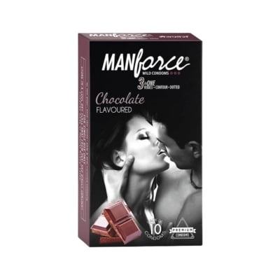 Picture of Manforce Chocolate Flavor Condoms 10 Pcs Pack - Dotted, Ribbed & Contoured Condom-Neutral