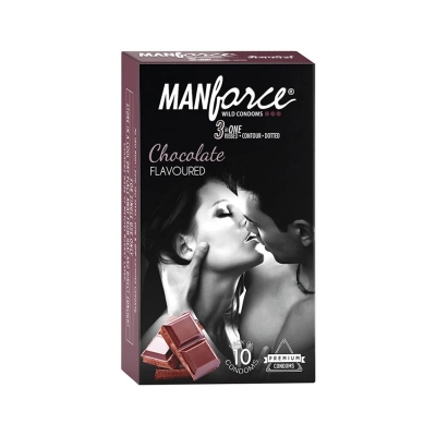 Picture of Manforce Chocolate Flavor Condoms 10 Pcs Pack - Dotted, Ribbed & Contoured Condom-Neutral