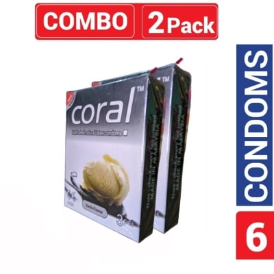 Picture of Coral - Vanilla Flavored Lubricated Natural Latex Condom - Combo Pack - 2 Packs - 6 Pcs-Vanilla