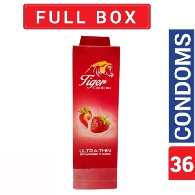 Picture of Tiger - Ultra Thin Strawberry Flavour Condom - Full Box - 36Pcs-Strawberry