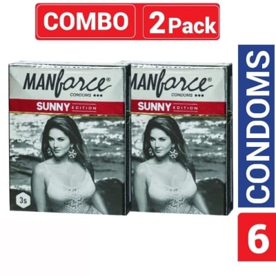 Picture of Manforce - Ribbed & Dotted Sunny Edition Condoms - Combo Pack - 2 Pack - 3X2=6 Pcs - Condom-Transparent