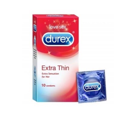 Picture of Durex Condom - Extra Thin Condoms For Men 10 Pcs Pack (Made In India)-Transparent